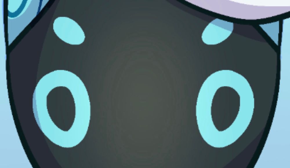 A closeup of HY-1’s robotic blue eyes.