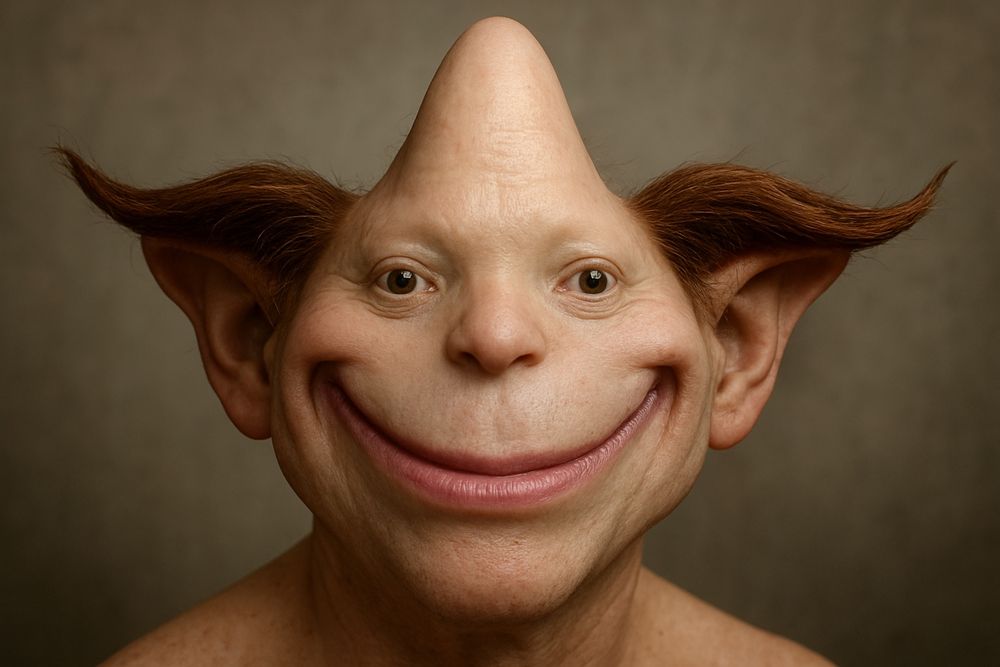 An AI-generated image of that same clown as a real, flesh and blood person.