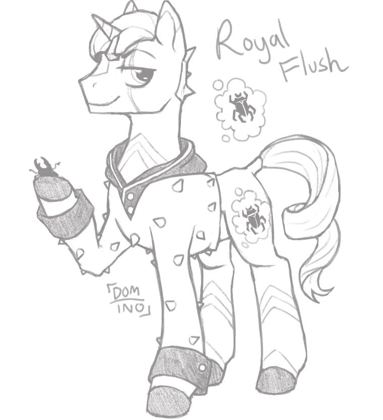 a pony version of jobin higashikata from jojolion. named "royal flush"