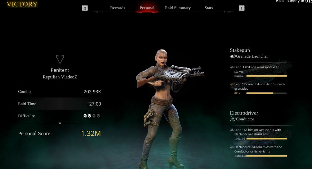 Screenshot of personal progress screen, showing weapon challenges tracking for unlocks.