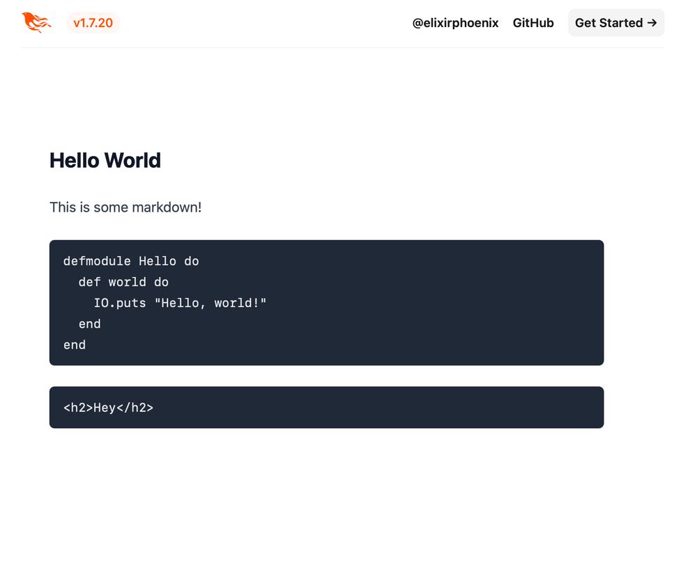 A webpage with the rendered markdown content.