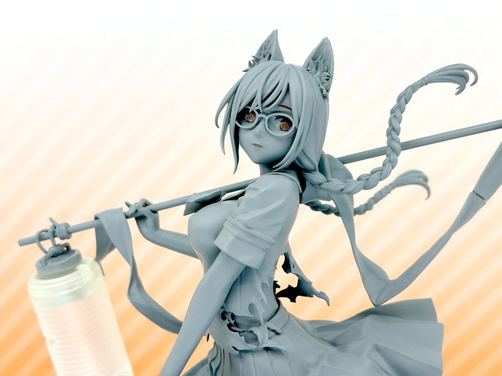Monogatari Series: Hanekawa Tsubasa scale figure prototype by QuesQ shown at Winter WonFes 2025