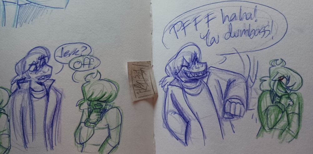 Susie: Jerk?
Kris: Off.
Susie, punching Kris in the arm: PFFF haha! You dumbass!
[Kris grins at Susie]
