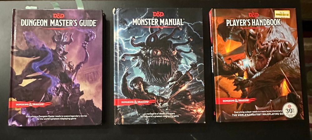 5e dm’s guide, monster manual, and player’s handbook