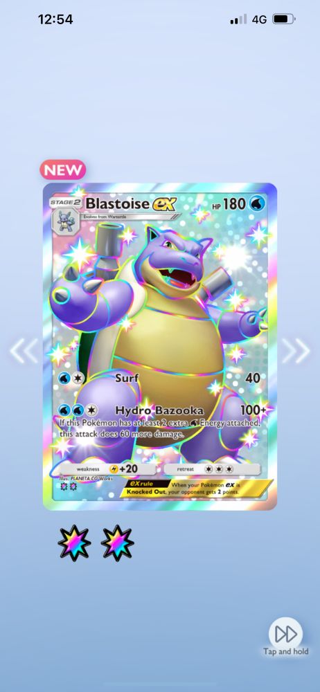 Full Art Shiny Blastoise EX card from Pokemon TCG-Pocket