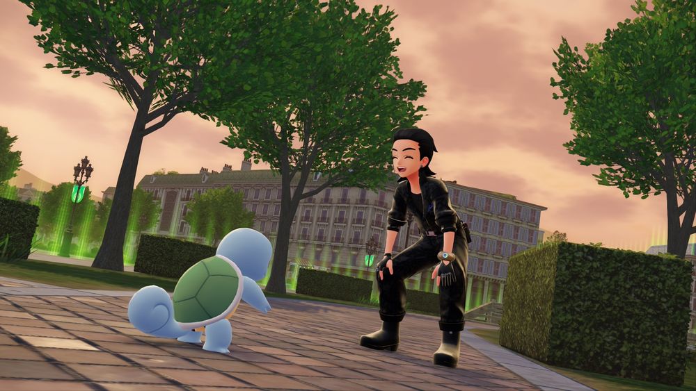 A screenshot from Pokémon Legends ZA of the user with a shiny squirtle