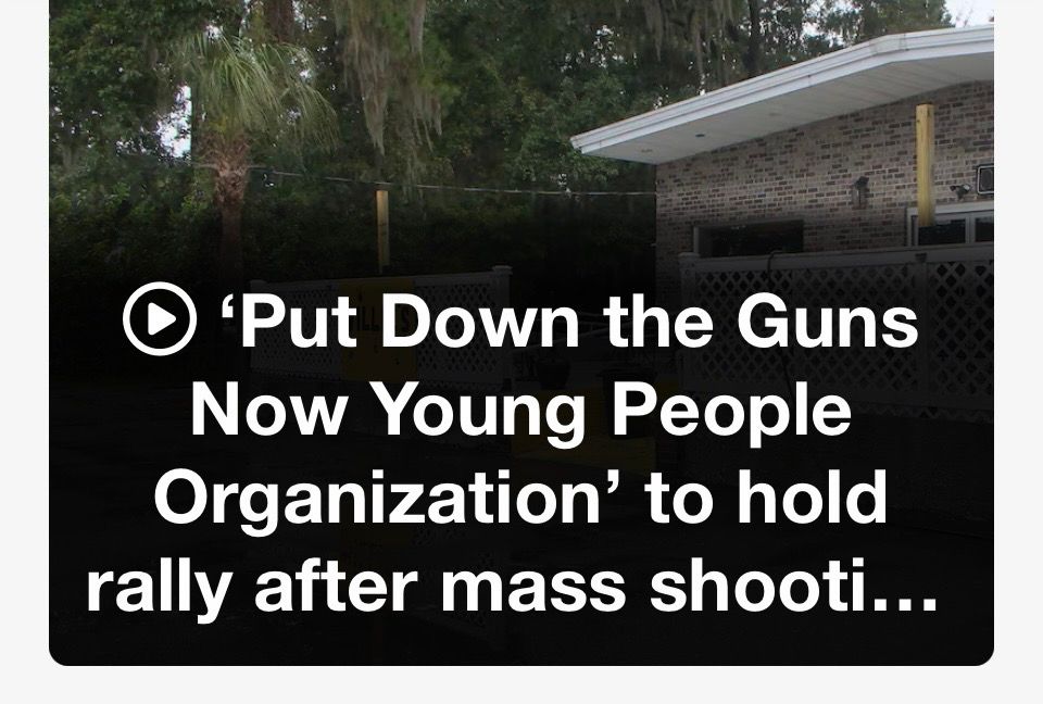 A screenshot of a news report. The headline says: • 'Put Down the Guns Now Young People Organization' to hold rally after mass shooti...