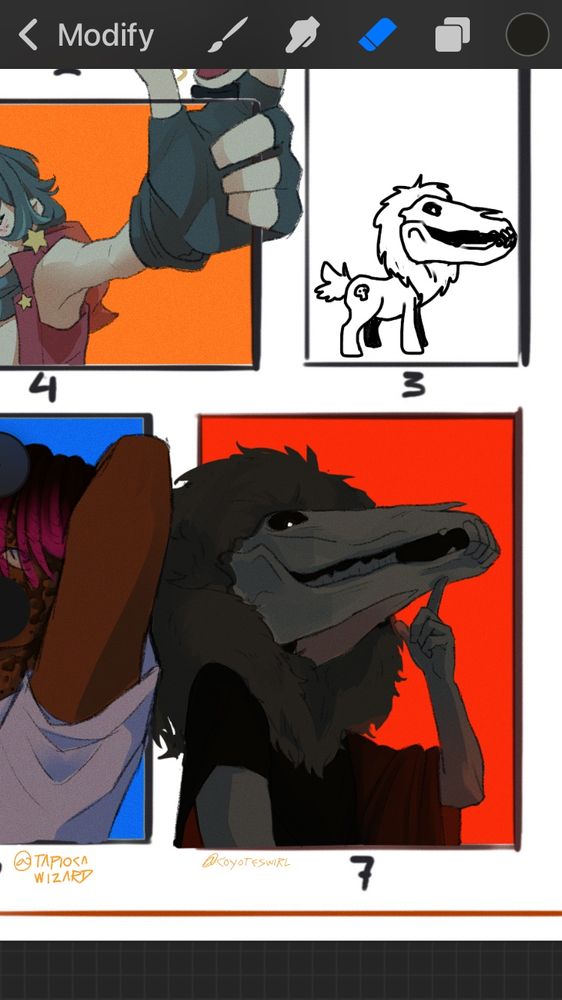 A drawing of a robed humanoid body with a horse skull for a head, which is surrounded by a mane.