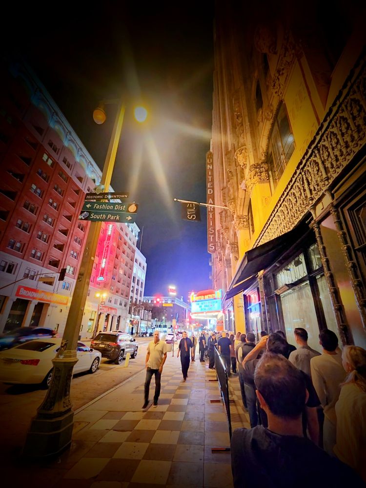 The evening view outside Los Angeles' United Theater before the BEAT concert