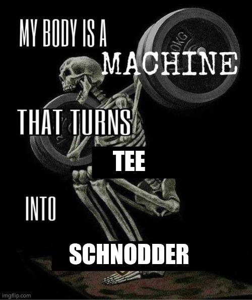 my body is a machine that turns tee (tea) into schnodder (snot)
