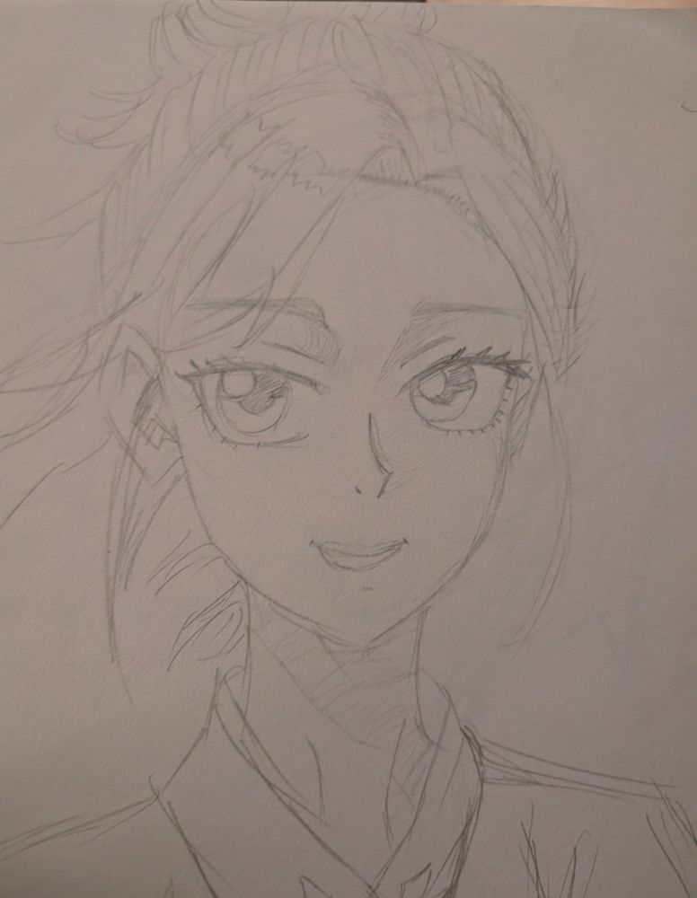 Portrait of an OC, made with pencil. I use a pen now so this picture is ancient