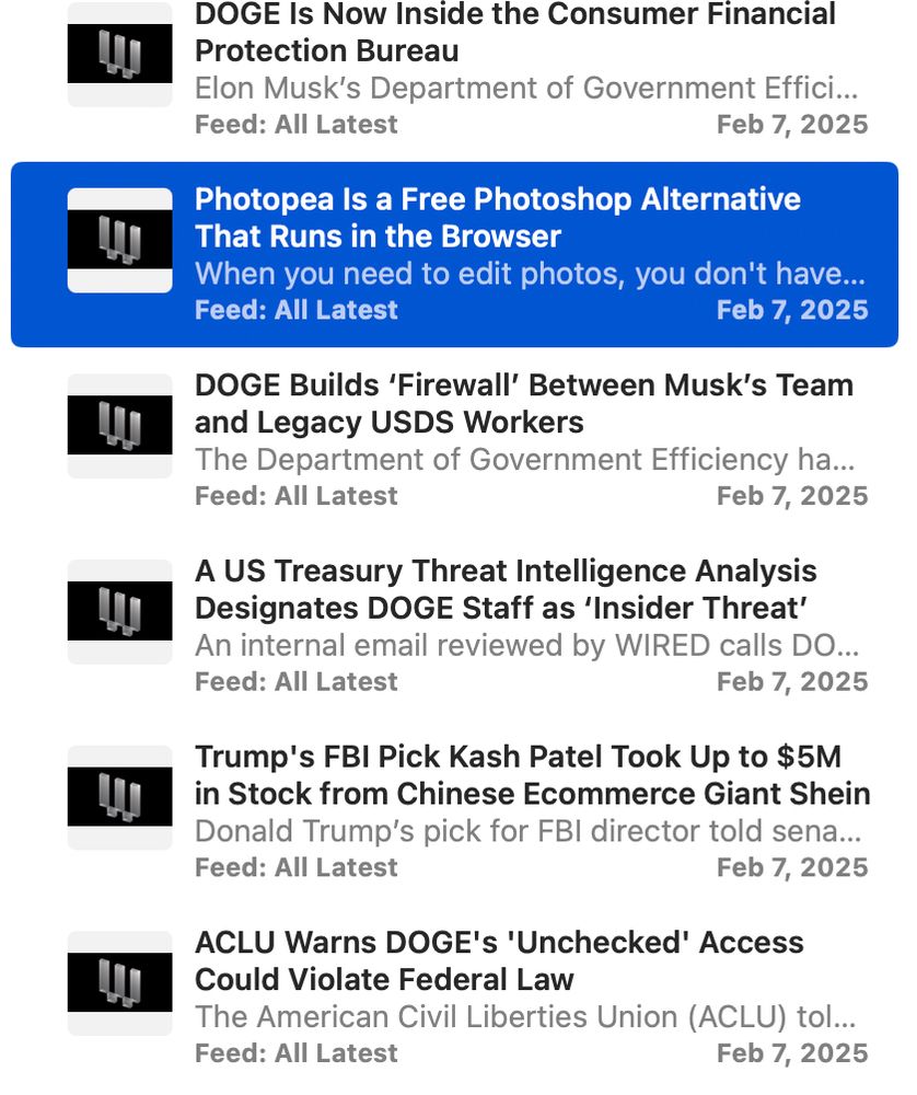 My article "Photopea is a free  browser-based Photoshop alternative" in a list of articles otherwise about Elon Musk being a bit of a dipshit
