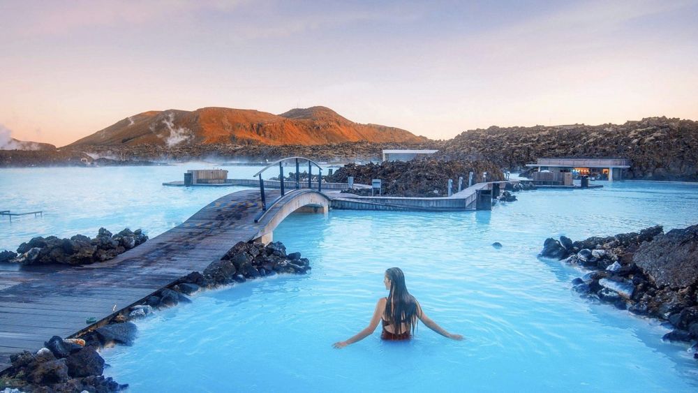 Iceland's turquoise waters and hot springs in its famous Blue Lagoon.