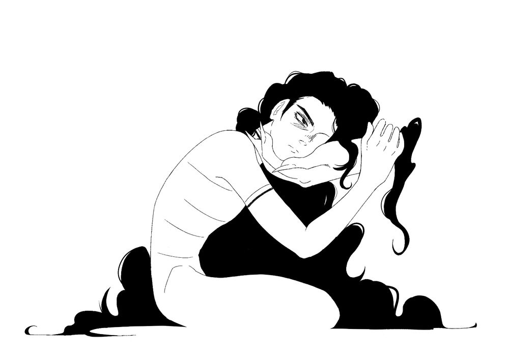 OC Nuri resting her head on a hand.