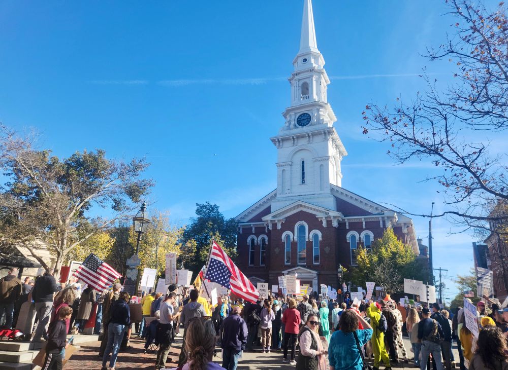 View of a small portion of the crowd in front of Portsmouth’s Old North Church 