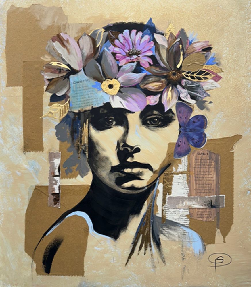 The softest crown. Mixed media collage by Serena Pugh