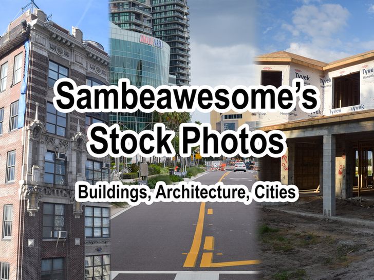 A set of various photos of architectures with text overlaying them reading: Sambeawesome's Stock Photos, Buildings, Architecture, Cities