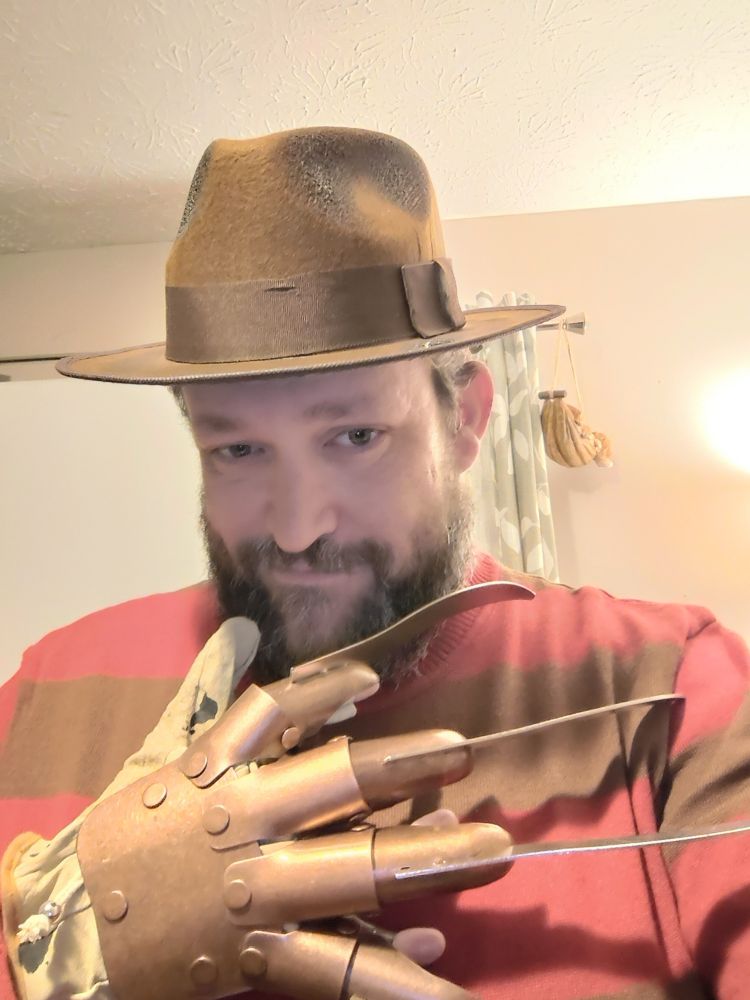 Me dressed as Freddy Krueger for Halloween.