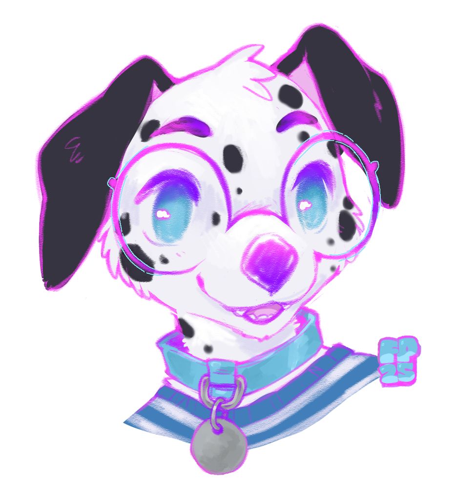 a cute dalmatian puppy with round glasses and blue eyes