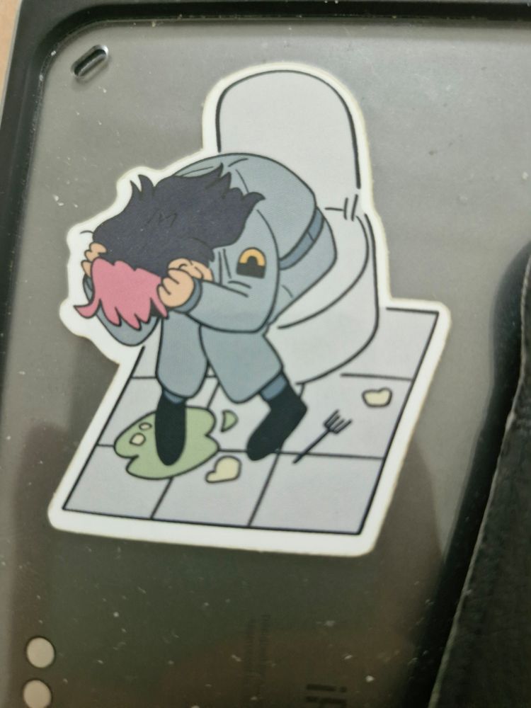 Sticker of guel. Crying shitting throwing up