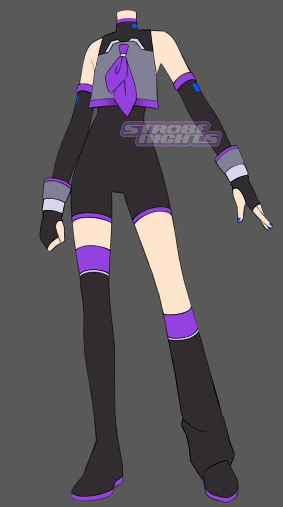 A work in progress drawing of my UTAU ( UTAUloid ) Bobbi's outfit redesign. They are wearing a black short bodysuit with a grey and black cropped shirt on top with a purple tie. They are also wearing tight-fitting long black and purple fingerless gloves / sleeves and thigh high boots, with one boot worn normally and the other rolled down below their knee. Small grey and purple cuffs with thick metal bands can be seen on their wrists. There are also small blue lights on the crop top and sleeves, and their fingernails are also painted in the same shade.

TAGS: #bobbi #utaubobbi #utauloidbobbi #utau #utauloid #utauoc #utauloidoc #vsynth #vocalsynth #vocalsynthesizer #oc #ocs #ocart #ocartwork #originalcharacter #originalcharacters #originalcharacterart #originalcharacterartwork #art #artwork #drawing #digitalart #digitalartwork #wip #workinprogress