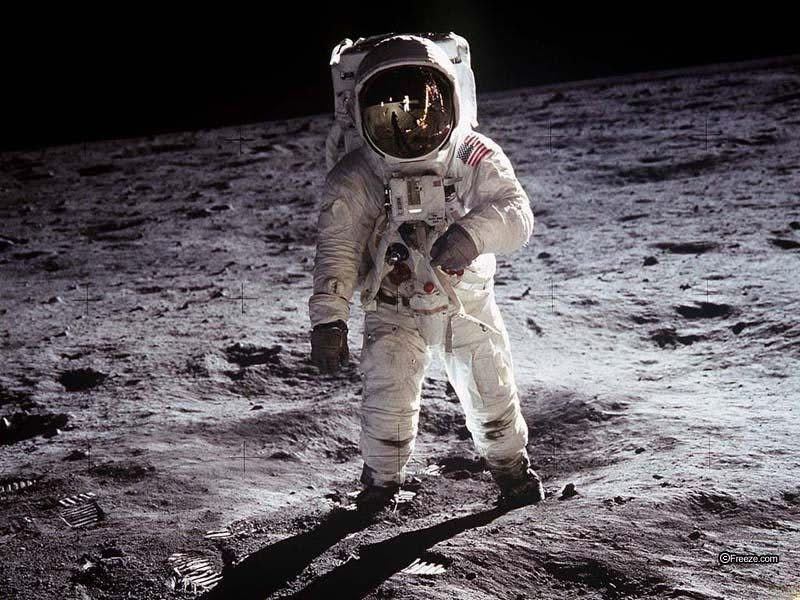 Photo of Neil Armstrong taken by Buzz Aldrin on July 20, 1969 after landing on the moon from Apollo 11. Michael Collins circumnavigated the moon while Neil and Buzz set up scientific tests. There’s a reflective device that can still be seen by telescope. 
Elon Musk should never be trusted with landing astronauts on the moon. 