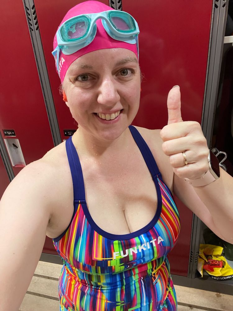 Swimmer doing a thumbs up