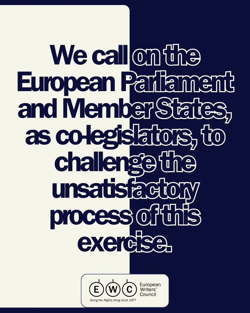 Picture with Text:
We call on the European Parliament and Member States, as co-legislators, to challenge the unsatisfactory process of this exercise.