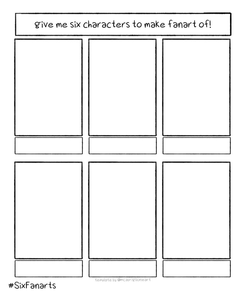 The six character fanarts blank template. 