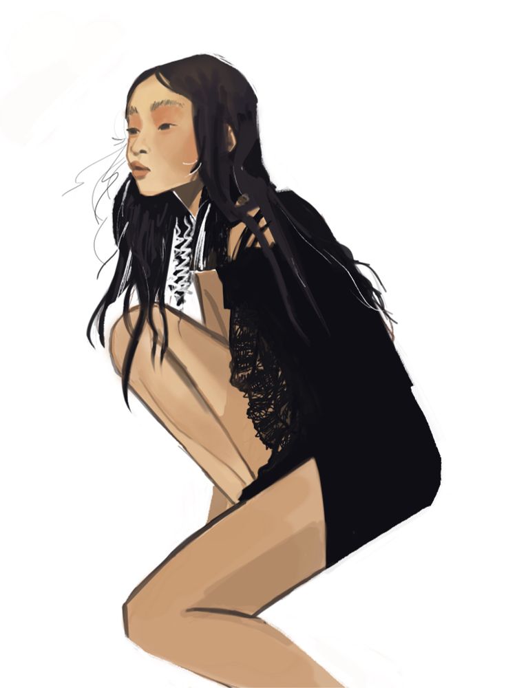 girl kinda sitting on nothing