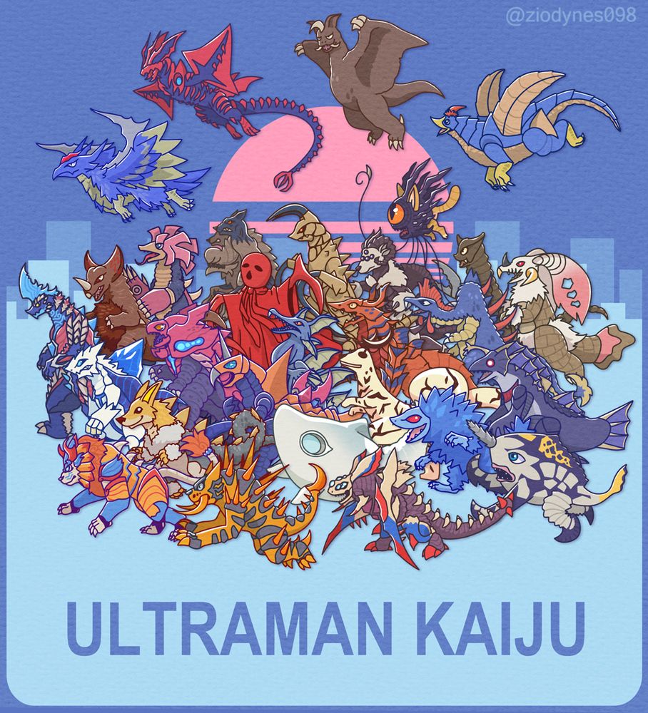 Various kaiju from Ultraman series, drawn for Kaijune 2025