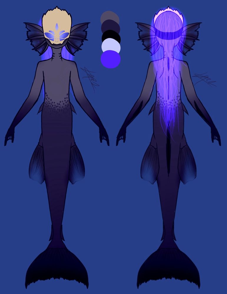 Alternative water elemental 

The colors have been darkened, as if the creature’s habitat was the deep ocean floor, and the glow in the hair has been reduced 