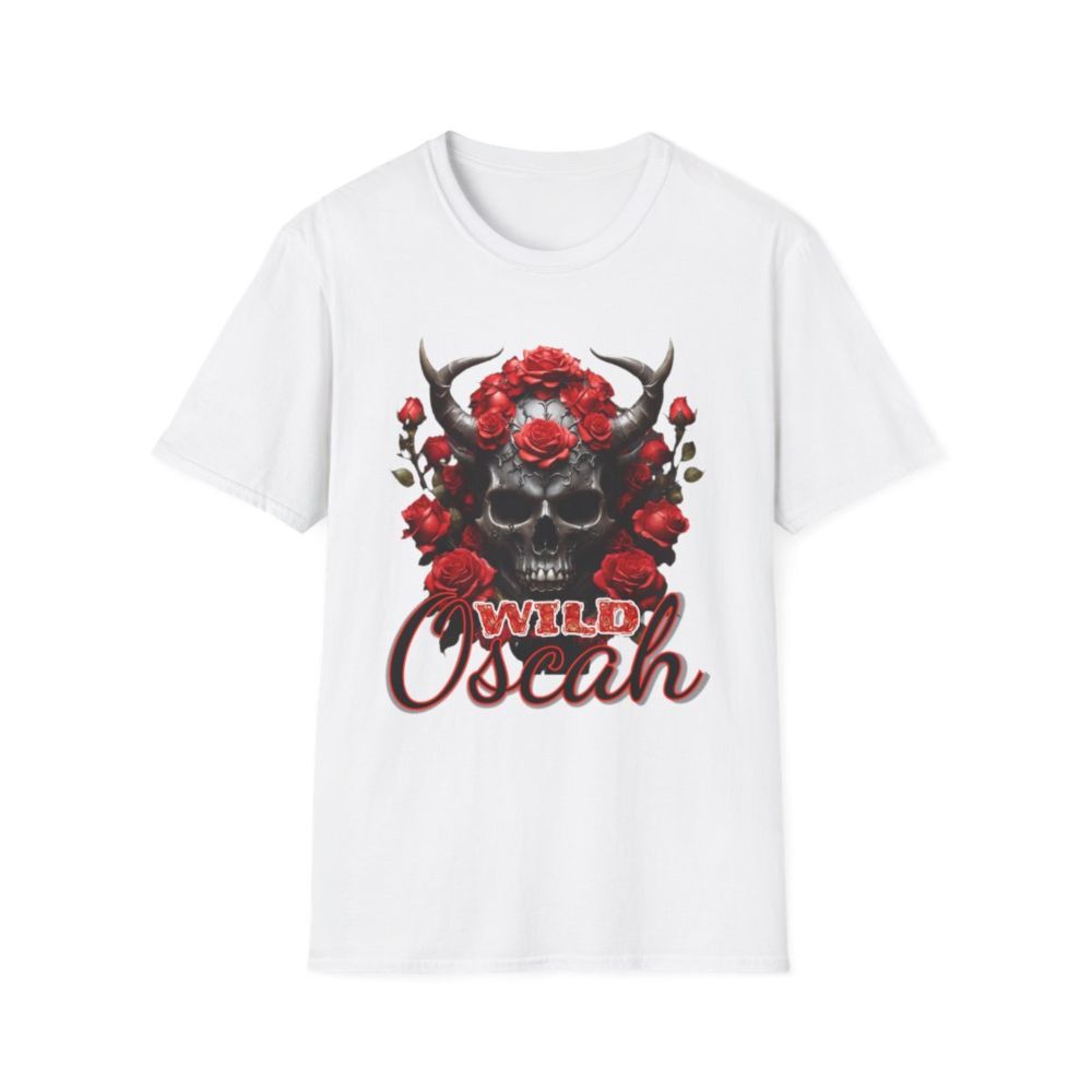 Stream Currents Productions — Wild Oscah Horned Skull Red Rose Unisex Softstyle T-Shirt