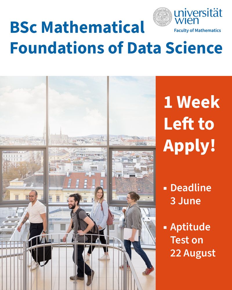 BSc Mathematical Foundations of Data Science: 1 week left to apply! Deadline is 3 June, Aptitude test on 22 August. 
