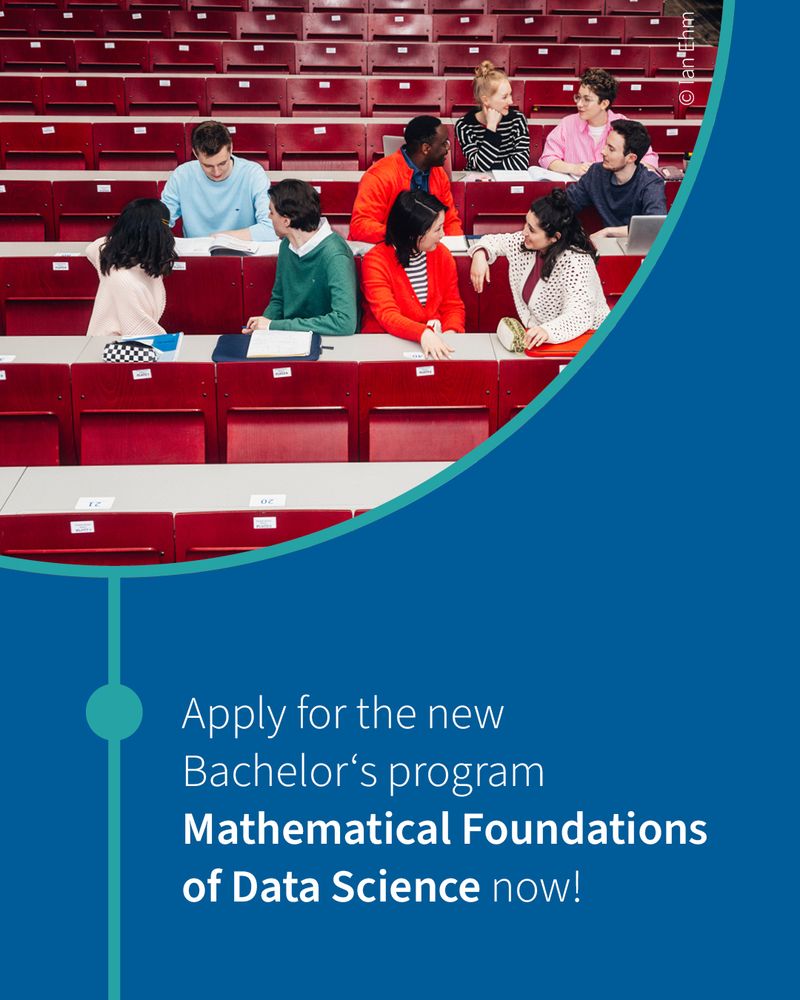 Graphic with text: Apply for the new Bachelor's program Mathematical Foundation of Data Science now!