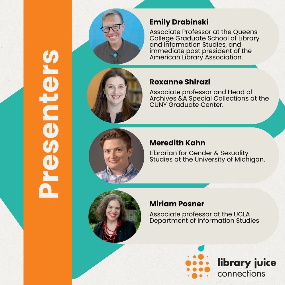 Event speakers: Emily Drabinski, Roxanne Shirazi, Meredith Kahn, Miriam Posner
