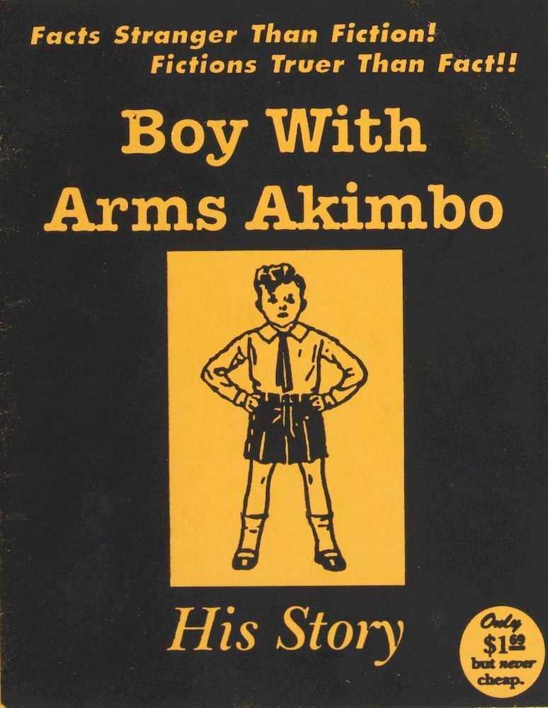 Boy With Arms Akimbo, His Story, Facts Stranger Than Fiction ! Fictions Truer Than Fact !!, San Francisco, Healing Tales, 1989
Centre Pompidou, Mnam-CCI/Bibliothèque Kandinsky/fonds Boy With Arms Akimbo/Girl With Arms Akimbo