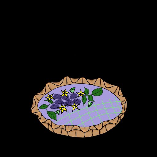 A drawing of a blackberry key lime tart