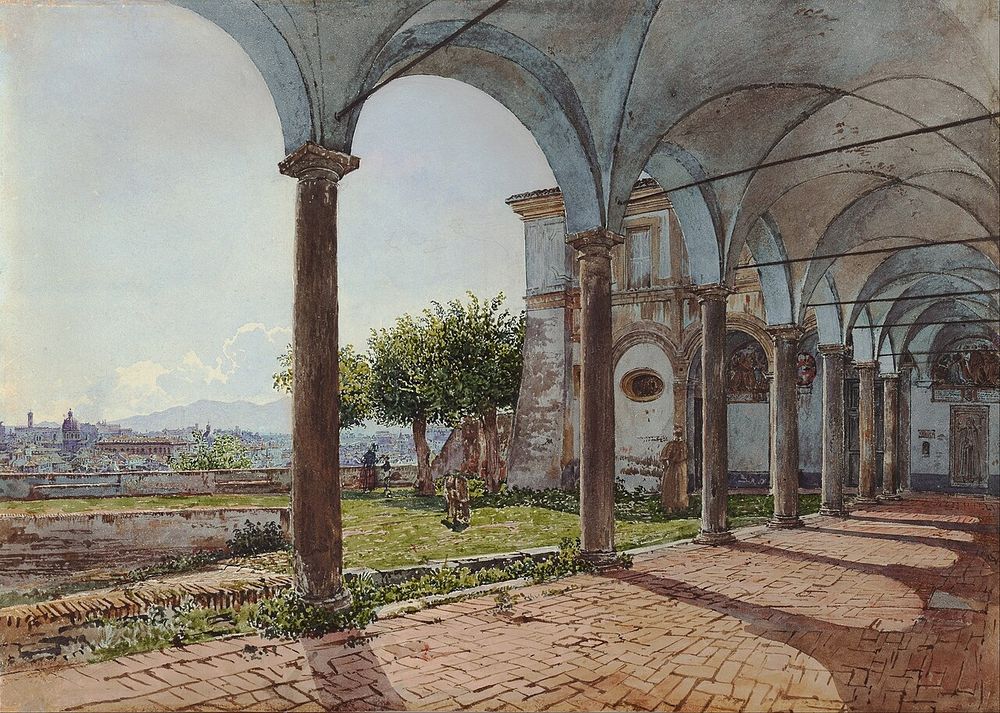 Rudolf von Alt, Vue de Rome depuis Sant'Onofrio. Rome View.
