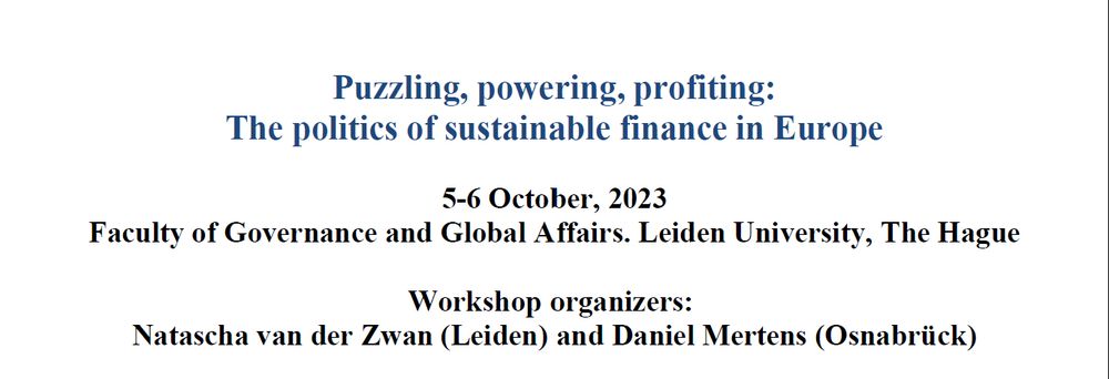 The Politics of Sustainable Finance workshop program