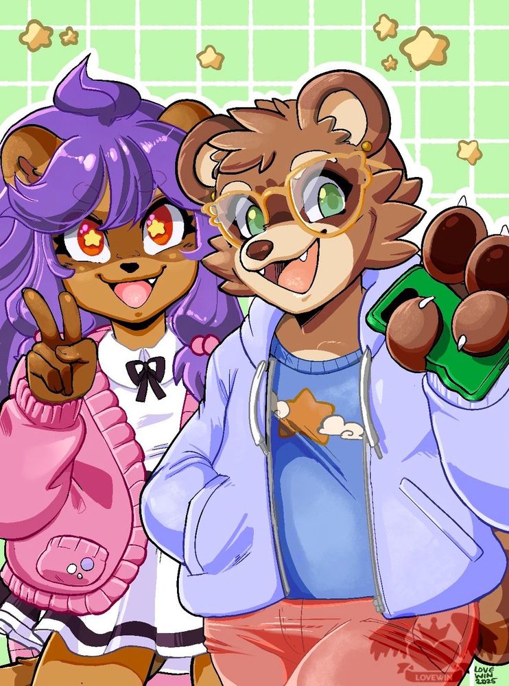 Choko and Beachey posing for a photo 