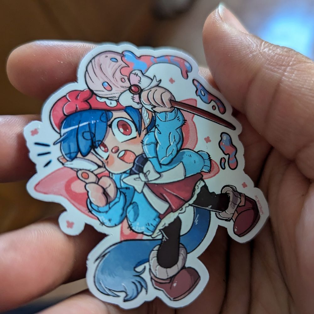Sticker version of a commission i drew. Its 2.5 inches tall. 