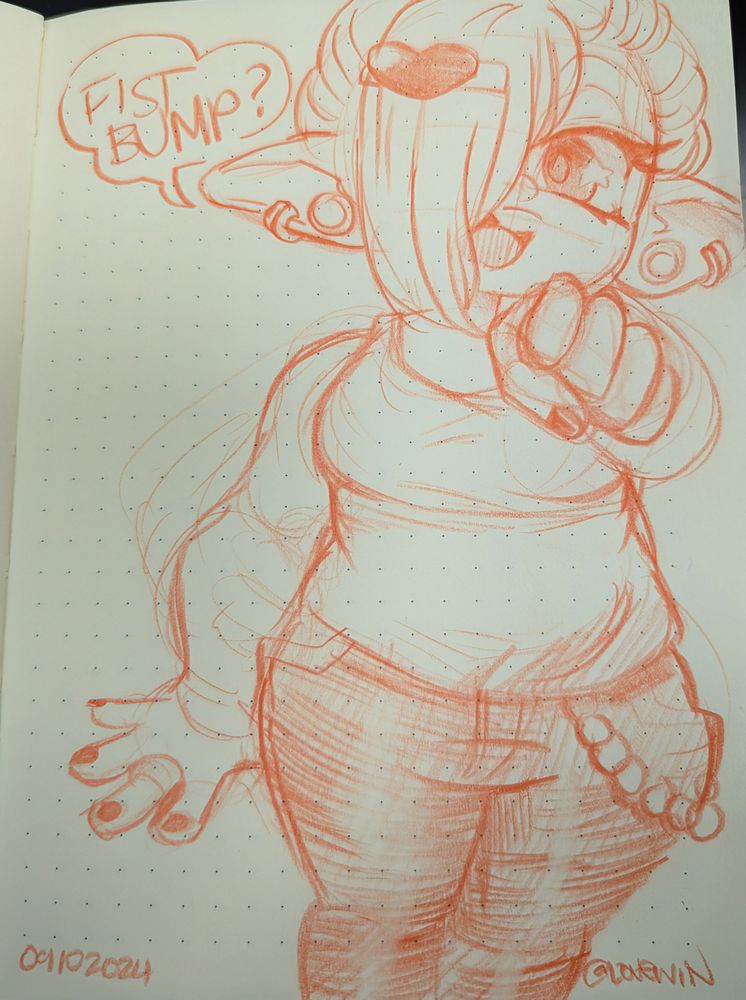 Sketch of a shorty asking for a fist bump