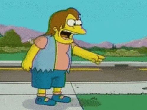Gif de Nelson Muntz (personnage des Simpsons) faisant son célèbre "Ha ha!"