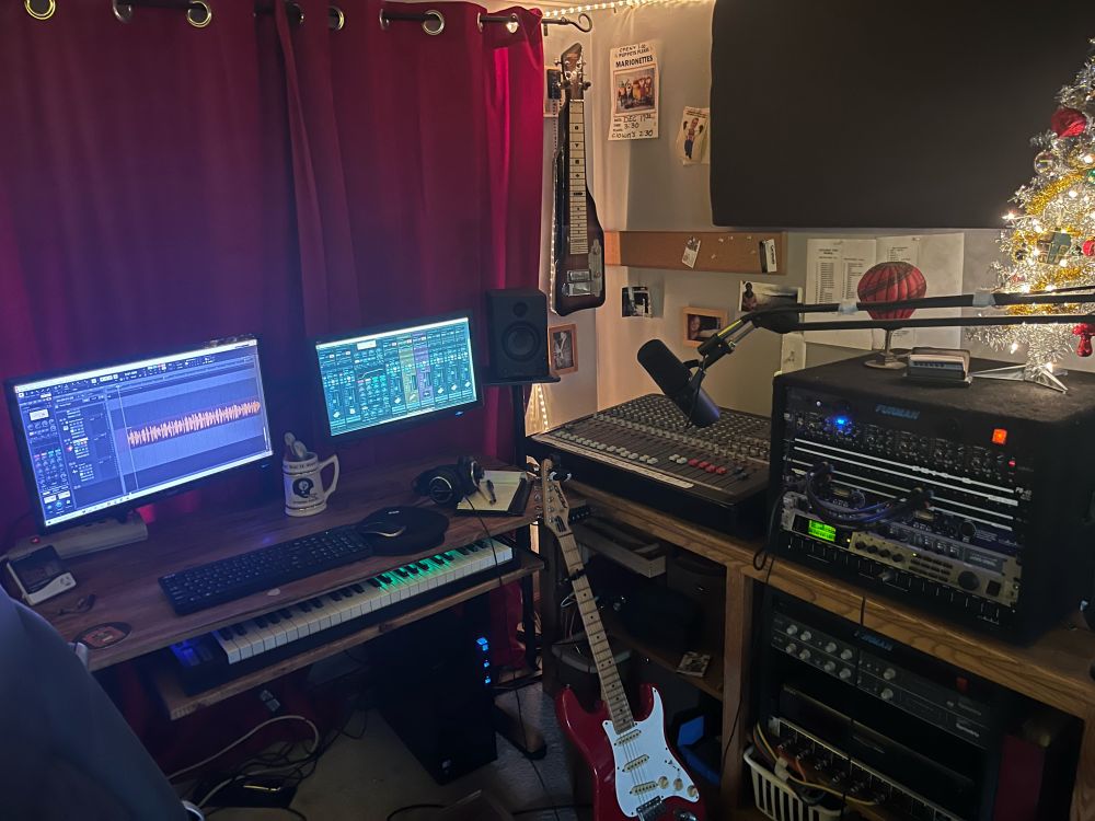 Holiday season music making at MudBop Studio.