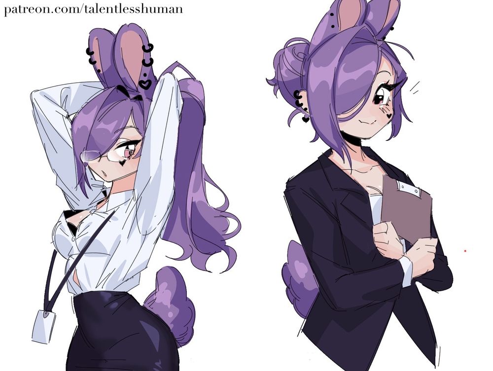 #talentlessart #tallery #bunnygirl 
Drawings of my #vtuber #sona as a businesswoman