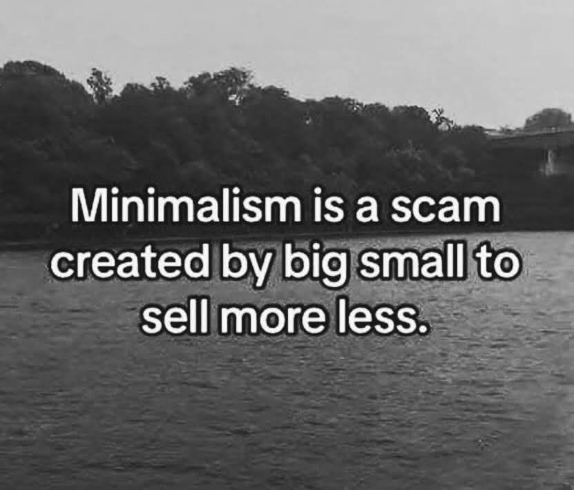 Minimalism is a scam created by big small to sell more less.