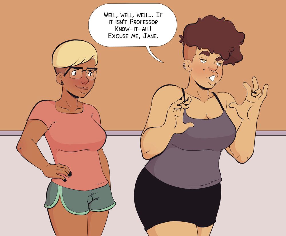 A woman about to have an argument with a bird