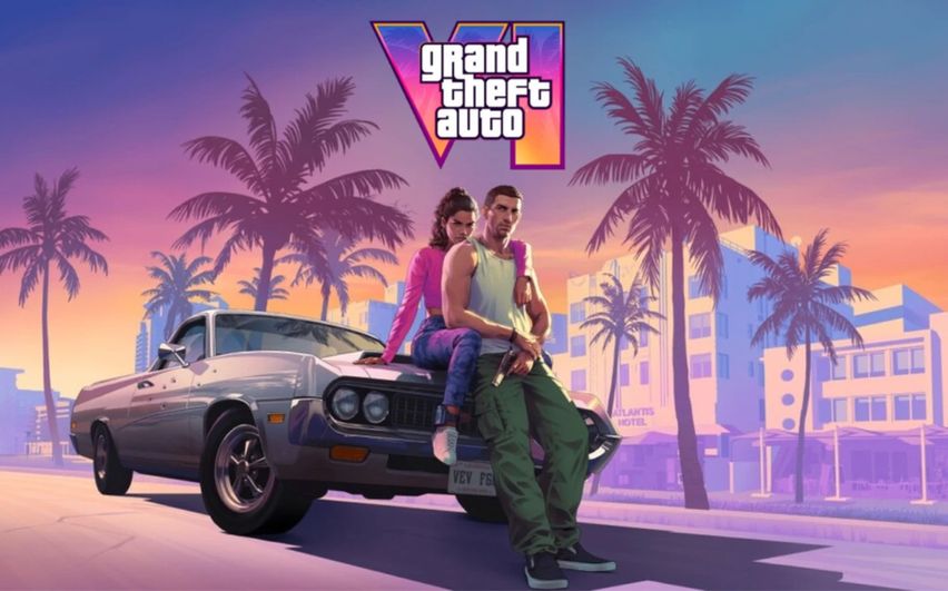 Lucia and Jason sitting on a car in Grand Theft Auto VI