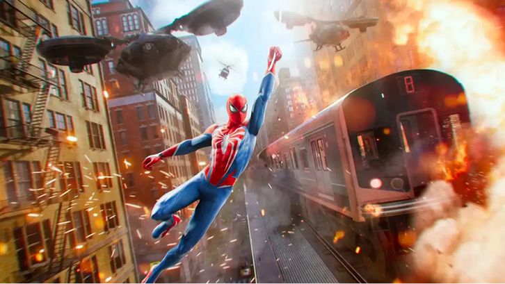 Spider-Man swinging